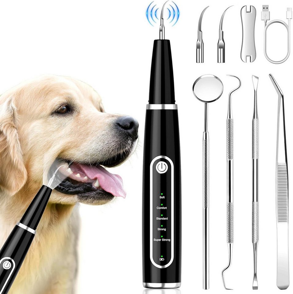 Xruiy Zahnpflege-Set Ultraschall-Zahnreiniger für Hunde/Katzen, 8-tlg., 5 Modi & 3 Köpfe, IPX7 wasserdicht (1500mAh)​ von Xruiy