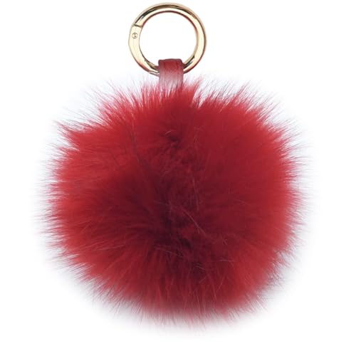 Xsclpomddy Pom Pom Schlüsselbund künstliche weiche Fuchspelz Taschenanhänger Ball Schlüsselanhänger für Handtasche Dekoration,Red von Xsclpomddy