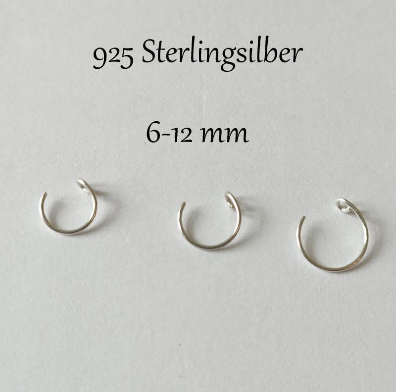 925Er Silber Fake Nasenring 0, 6-0, 8 Mm Sterlingsilber Nasenpiercing Knorpel Ohrring Ohrpiercing Solid Silver von XstylePiercing