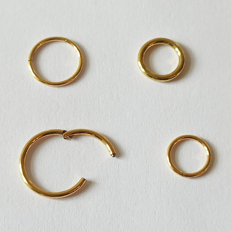 Gold Color Titan Nasenpiercing Hinged Segmentring Septum Nase Ring Brust Lippen Ohr Scharnier Clicker Hoop Daith von XstylePiercing