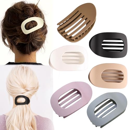 Flache Haarklammern für Damen, Entenschnabel-Haarspange für dickes, lockiges, langes, kurzes Haar, gebogenes Design, starker Halt, französische flache runde Clips für Damen und Mädchen, 6 Stück (B) Flache Haarklammern für Damen, Entenschnabel-Haarspange für dickes, lockiges, langes, kurzes Haar, gebogenes Design, starker Halt, französische flache runde Clips für Damen und Mädchen, 6 Stück (B) von Xsybegdlk