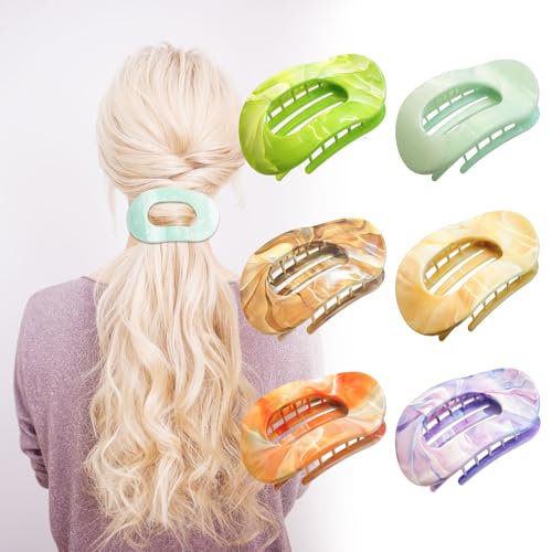 Flache Haarklammern für Damen, Entenschnabel-Haarspange für dickes, lockiges, langes, kurzes Haar, gebogenes Design, starker Halt, französische flache runde Clips für Damen und Mädchen, 6 Stück (C) Flache Haarklammern für Damen, Entenschnabel-Haarspange für dickes, lockiges, langes, kurzes Haar, gebogenes Design, starker Halt, französische flache runde Clips für Damen und Mädchen, 6 Stück (C) von Xsybegdlk