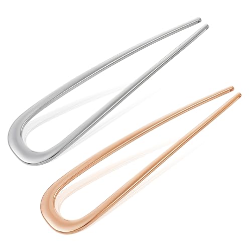 2 Stück U Förmige Haarnadeln, Metall Haarnadeln Hair Pin für Dicke Haar, French Pin Französische Haarnadel, Haargabeln Groß Haarpin Haarstäbchen für Frauen Styling Haar Accessoires (Gold und Silber) von Xthrotsenk