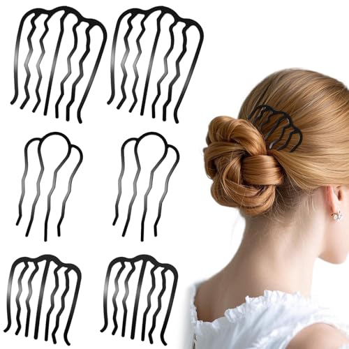 6 Stück Haar Steckkamm Zum Stecken, Einsteckkamm U Förmige Haarschmuck Metall Haarkämme Seitenkamm Set Zähne Updo Bun Haar Pin für Frauen Mädchen Dickem Feinem Haare, 3 Größen von Xthrotsenk