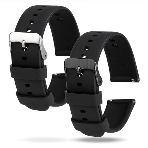 Xthrotsenk 2 Stück 20mm Ersatz Uhrenarmbänder Silikon Schnellverschluss Uhrenarmband Wasserdichte Ersatzbänder Weiche Gummi Watch Band für Sportuhr Smartwatch Damen Herren von Xthrotsenk