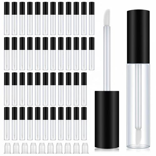 Xthrotsenk Lipgloss-Tuben leer 10 ml Lipgloss-Behälter mit Zauberstab, nachfüllbare Kosmetikbehälter, Kunststoff-Lippenstift-Röhren mit Gummieinsätzen für Frauen, Make-up, 50 Stück von Xthrotsenk