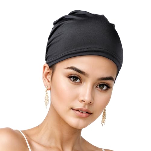 Xthrotsenk Schlafmütze aus Baumwolle Verstellbare Schlafmütze Schlafhaube zum Schlafen Satin Lined Beanie Soft Caps Beanie Mütze Turban Hut für Mittellockiges Krauses Haar von Xthrotsenk