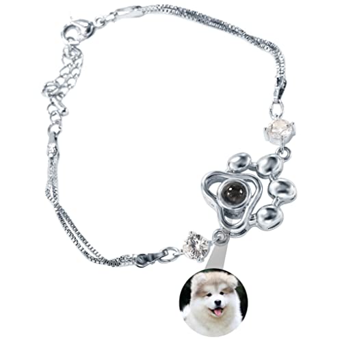 Xtiaotfrdy Personalisiertes Foto-Projektions-Armband für Hunde und Katzen, mit Pfotenabdruck, Armband mit personalisiertem Bild, Gedenkgeschenk für Haustierliebhaber von Xtiaotfrdy
