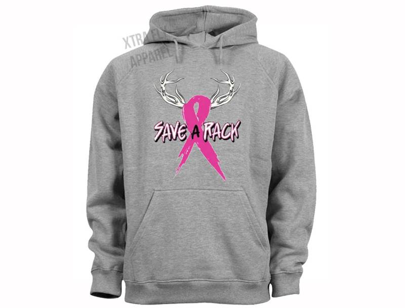 Brustkrebs Bewusstsein Oktober Save A Rack Pink Support Ribbon Survivor Hoodie Grau von XtraFlyApparel