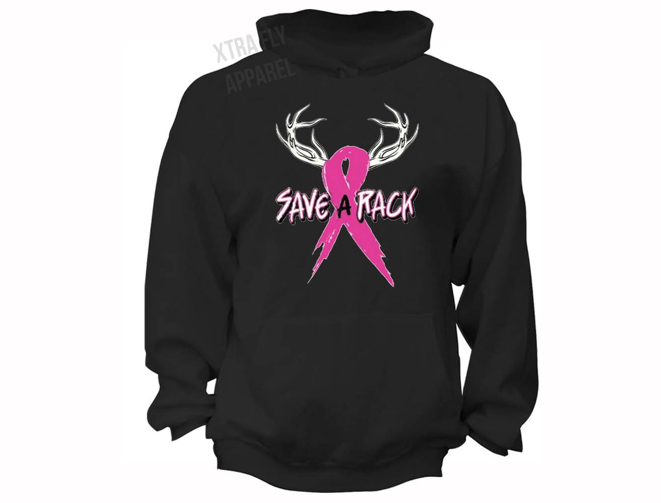 Brustkrebs Bewusstsein Oktober Save A Rack Pink Support Ribbon Survivor Hoodie Schwarz von XtraFlyApparel