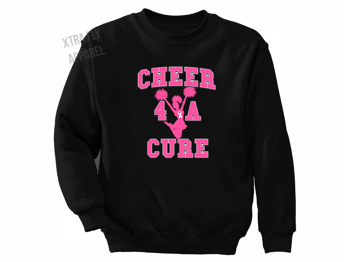 Brustkrebs Bewusstsein T Shirt Crew Neck Sweatshirts, Cheer 4 For Cure Brustweite Hals Sweatshirt, Geschenke Paare Sweatshirt von XtraFlyApparel