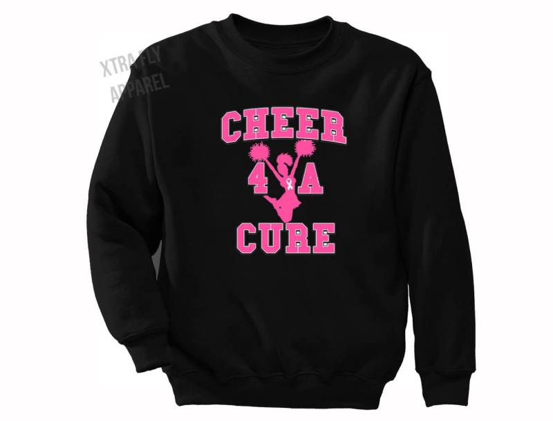 Brustkrebs Bewusstsein T Shirt Crew Neck Sweatshirts, Cheer 4 For Cure Brustweite Hals Sweatshirt, Geschenke Paare Sweatshirt von XtraFlyApparel