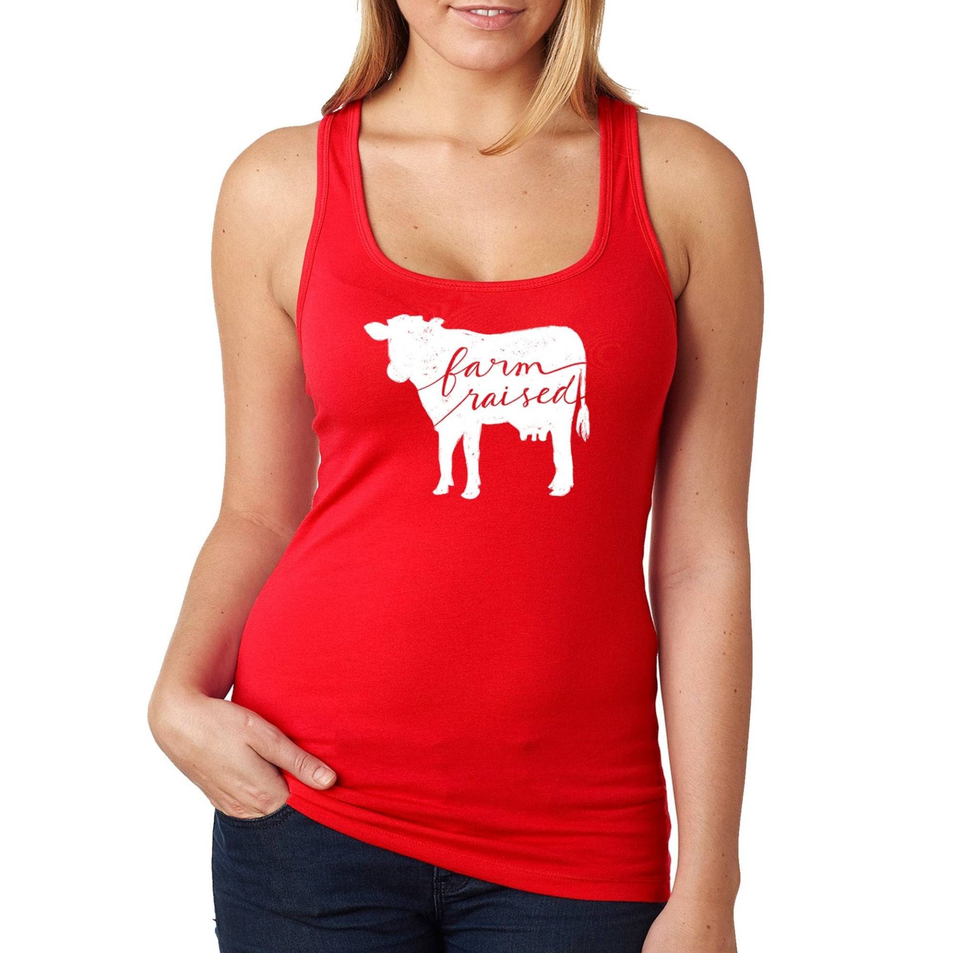 Damen Farm Erhöhte Kuh Tank Top, Farmer Rodeo Cowgirl Cowboy Shirt, Bauernhaus Wild Stier Scheune Western Tier von XtraFlyApparel