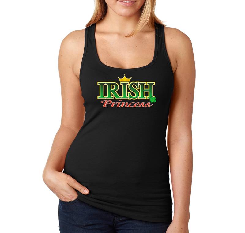 Damen Irish Princess Kleeblatt Krone St. Patrick Es Day Racerback Tanktop von XtraFlyApparel