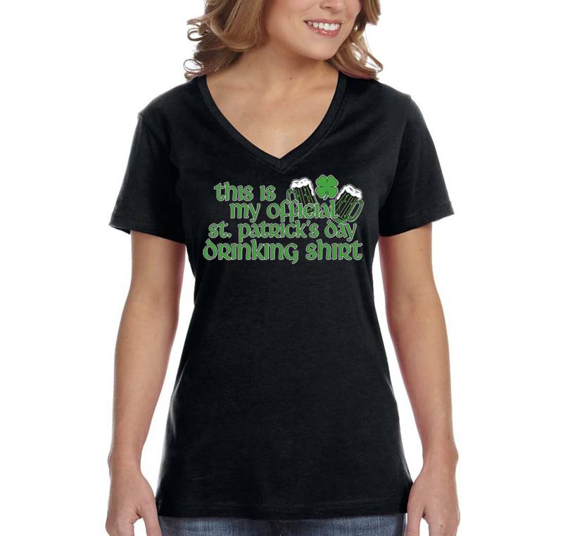 Damen My Official St. Patrick Es Day Drinking Kleeblatt Irish Green Beer Party Funny V-Neck T-Shirt von XtraFlyApparel