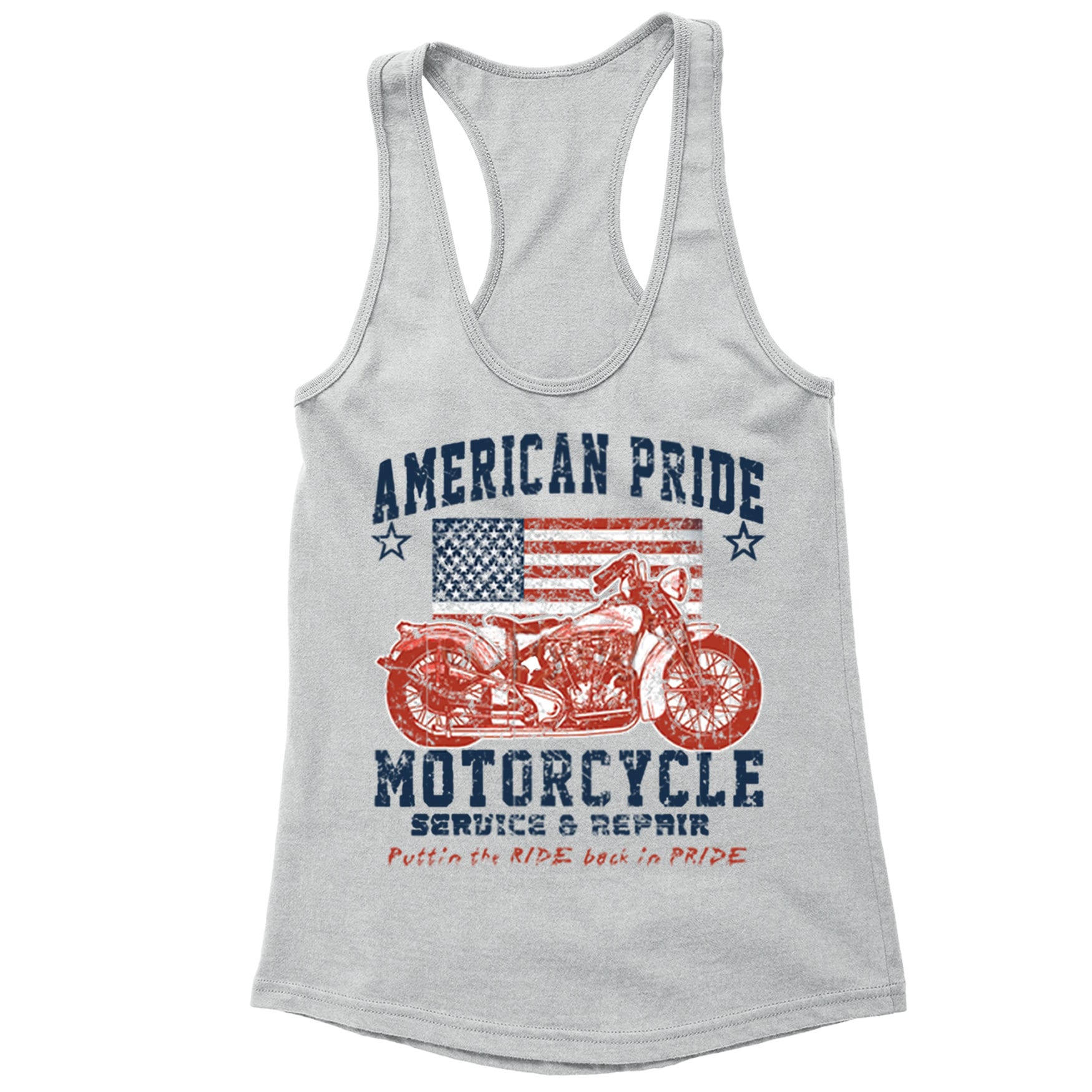 Damen T-Shirt American Flag Distressed Pride Motorrad 4. Juli Kleidung Usa Racerback Tank von XtraFlyApparel