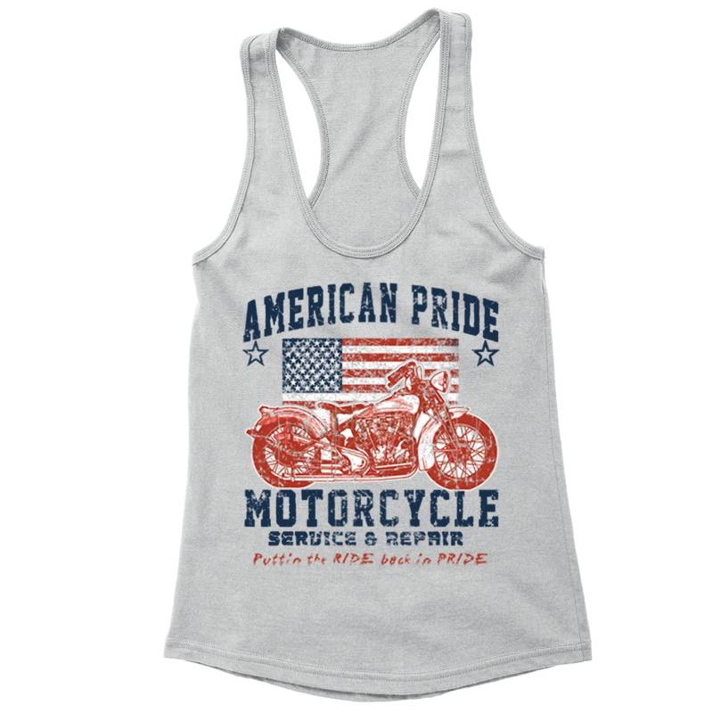 Damen T-Shirt American Flag Distressed Pride Motorrad 4. Juli Kleidung Usa Racerback Tank von XtraFlyApparel