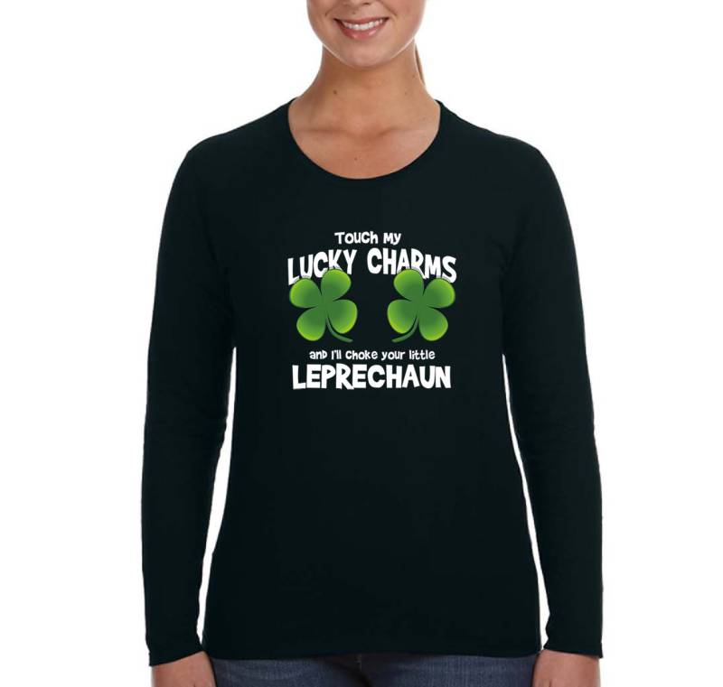Damen Touch My Lucky Charms Leprechaun Funny Shenanigans Kleeblatt Irish Beer St. Patrick Es Day Langarm T-Shirt von XtraFlyApparel
