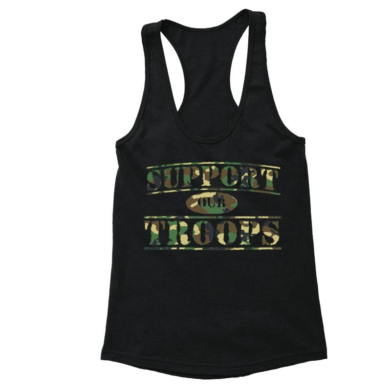 Frauen Unterstützen Unsere Soldaten Racerback Military Usa Army Camp Hunt Tanktop von XtraFlyApparel