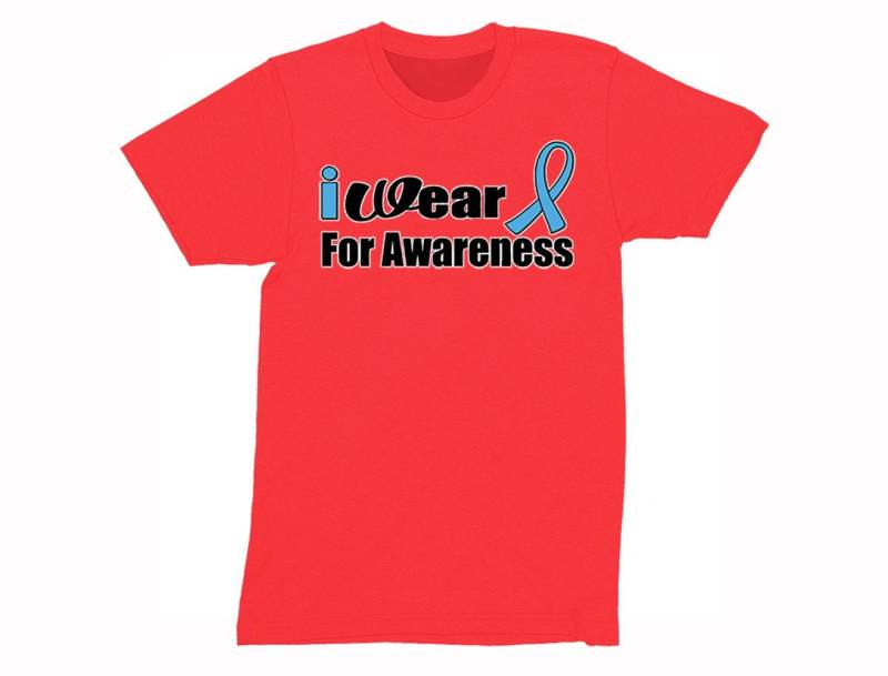 Herren I Wear Blue For Awareness Cancer Fight Cure Survivor Gesundes Blaues Band Support Crewneck T-Shirt Rot von XtraFlyApparel