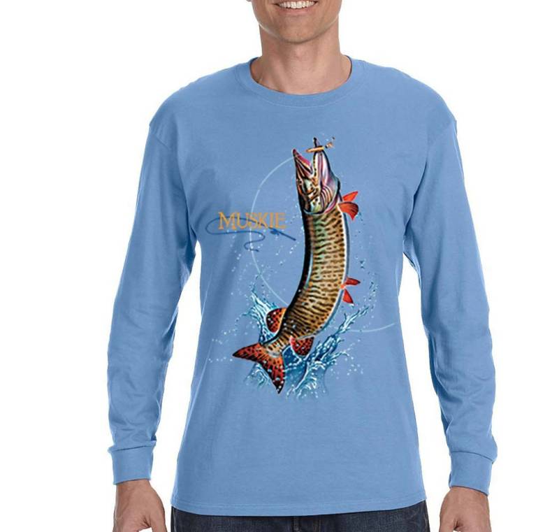 Herren Muskie Fisch Süßwasser Sport Angler Angeln Muskellunge Musky Lure Reel See Urlaub Geschenk Langarm T-Shirt von XtraFlyApparel
