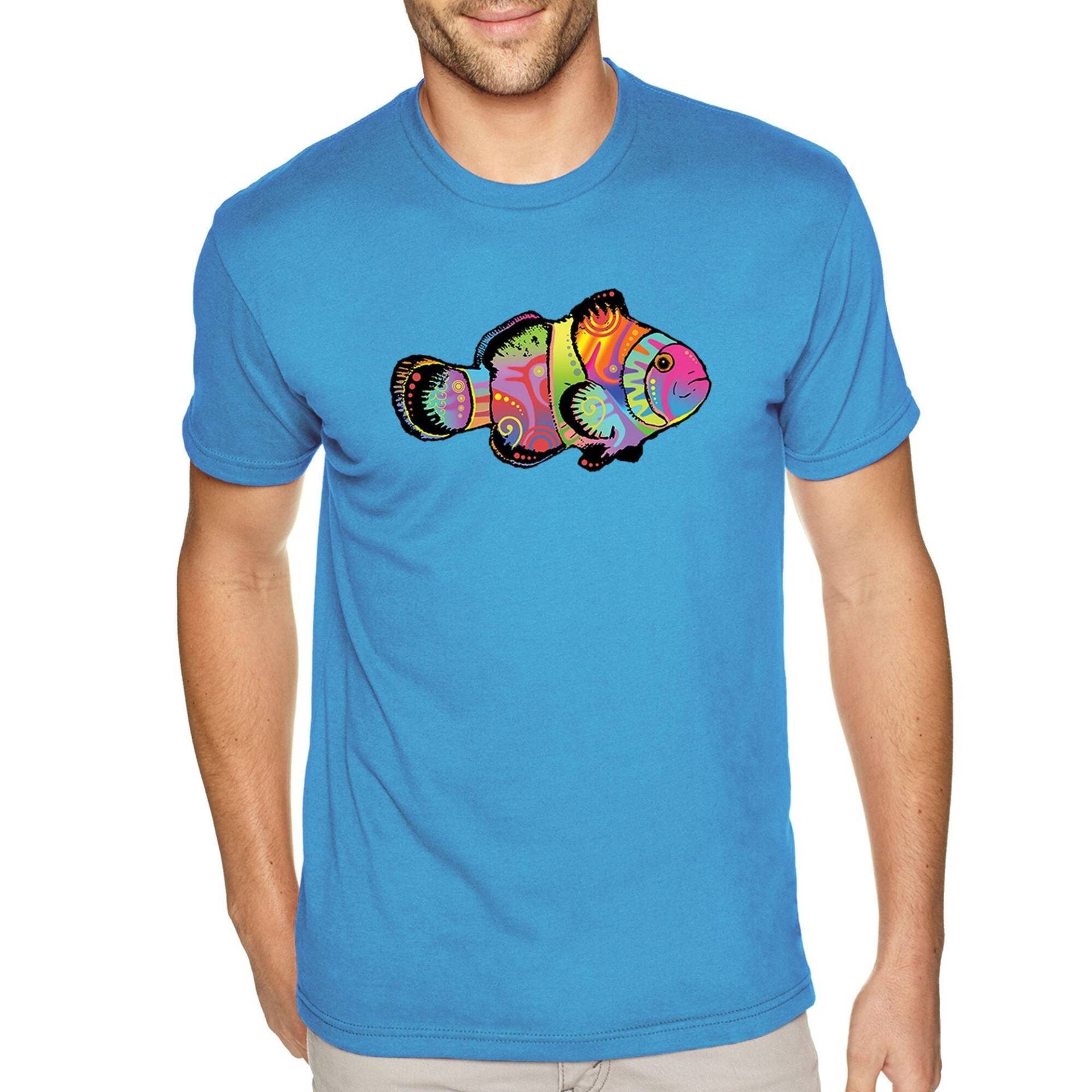 Herren Neon Clownfisch T-Shirt, Tie Dye Maritim Meer Strand Shirt, Sommer Tauchen Ozean Fisch Tier Boot von XtraFlyApparel