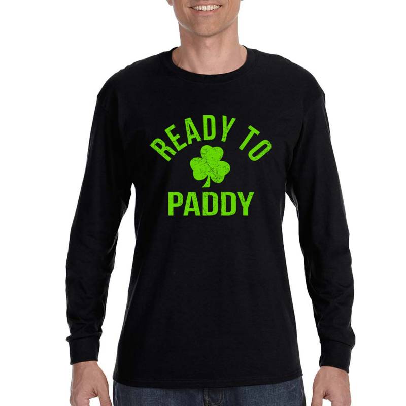 Herren St. Patrick Es Day Saint Paddy Betrunkenes Shirt Ready To Kleeblatt Irish Langarm T-Shirt von XtraFlyApparel