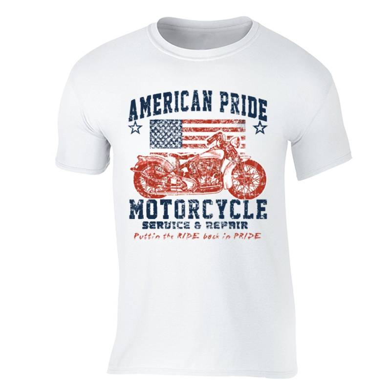 Herren T-Shirt American Flag Distressed Pride Motorrad 4. Juli Kleidung Usa Crewneck T-Shirt von XtraFlyApparel
