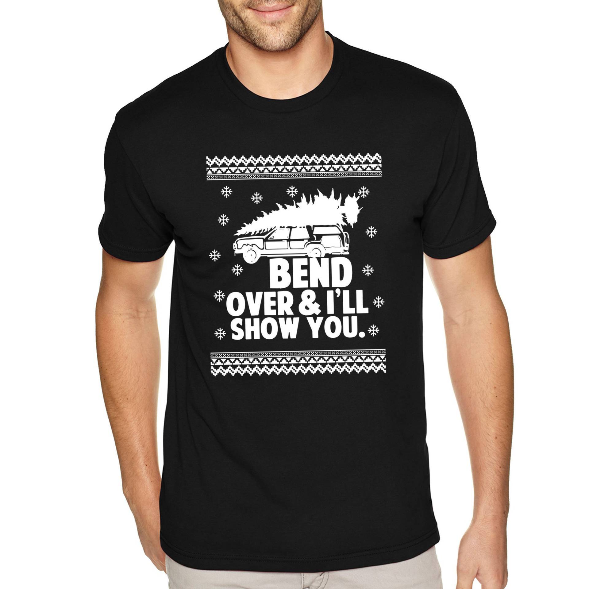 Herren T-Shirt Bend Over Ich Zeige Ihnen Hässliche Weihnachten Pullover Passenden Griswold Film Urlaub Weihnachtsbaum Crewneck von XtraFlyApparel