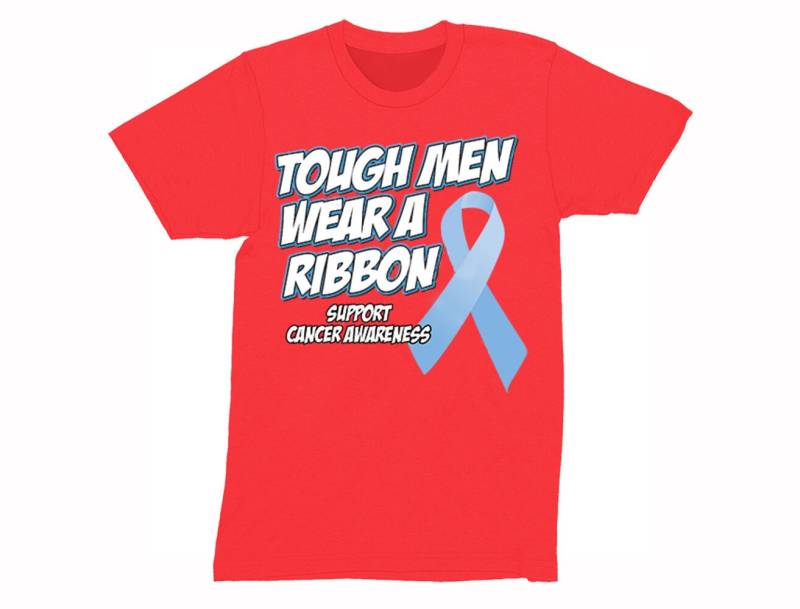 Herren Tough Männer Tragen Ein Band Prostata Bewusstsein Krebs Kampf Heilung Überlebender Gesund Blau Unterstützung Crewneck T-Shirt Rot von XtraFlyApparel