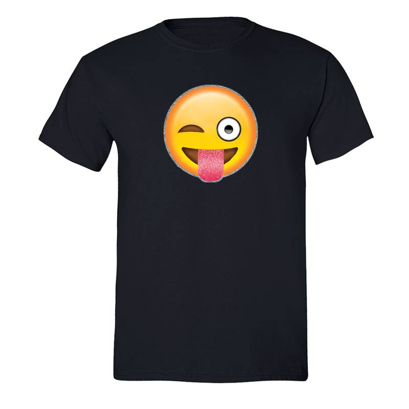 Herren Zunge Emoji T-Shirt Frech Augen Lustig Lächeln Gesicht Geschenk Crewneck von XtraFlyApparel