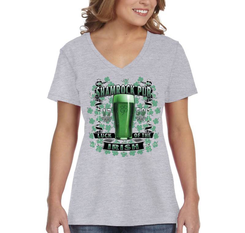 Kostenloser Versand Damen Kleeblatt Pub Bar Luck Irish Beer Whisky Shenanigans Party St. Patrick Es Day T-Shirt von XtraFlyApparel