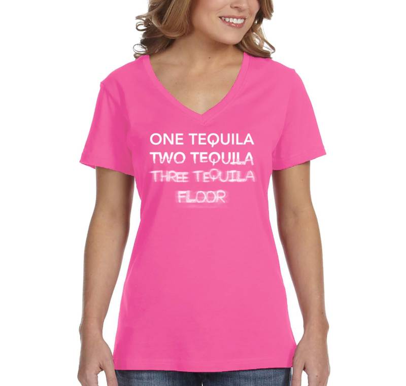 Kostenloser Versand Damen Tequila Zwei Etagen Lustige Cinco De Mayo Spring Break V-Neck Kurzärmeliges T-Shirt Geburtstagsgeschenk Trinksommer Party von XtraFlyApparel