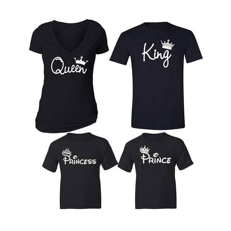 Kostenloser Versand Königkönigin Prinz Prinzessin Kronen Weiß Schrift Passende Paare Familie Liebe Mann Frau Männer Frauen Crewneck V-Ausschnitt von XtraFlyApparel