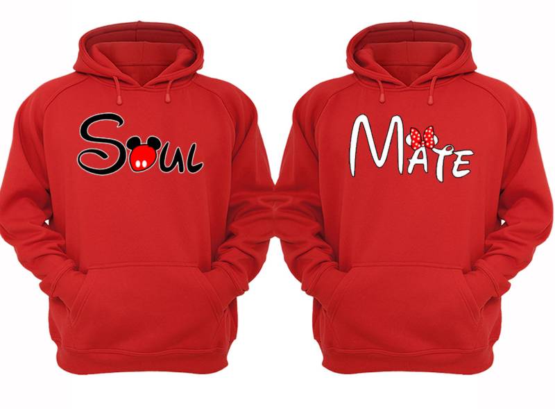 Kostenloser Versand Passende Paare Familie Ehemann Frau Freund Freundin Soul Mate Love Männer Frauen Crewneck V-Ausschnitt Kapuzenpullover Rot von XtraFlyApparel