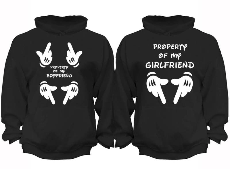 Kostenloser Versand Passende Paare Familie Eigentum Meiner Freundin Love Matching Paar Männer Frauen Crewneck V-Ausschnitt Hoodies Schwarz von XtraFlyApparel
