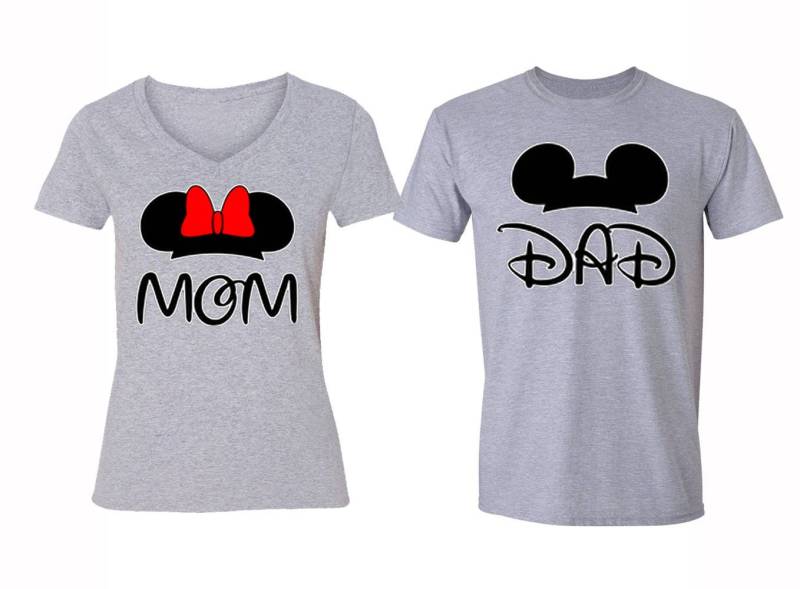 Kostenloser Versand Passende Paare Familie Mama Papa Liebe Passendes Paar Männer Frauen Crewneck V-Ausschnitt T-Shirt Grau von XtraFlyApparel