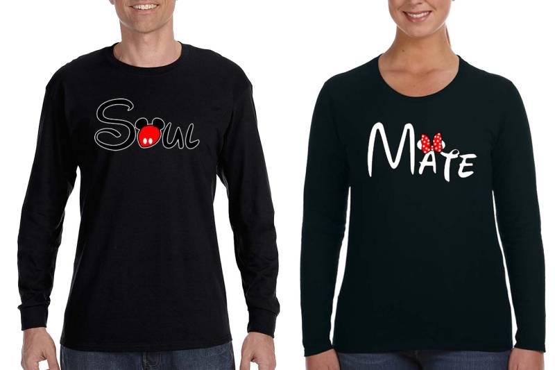 Kostenloser Versand Passender Paare Soul Mate Schleife Ehemann Frau Freund Freundin Urlaub Kreuzfahrt Liebe Valentinstag Langarm Männer Frauen Shirts von XtraFlyApparel