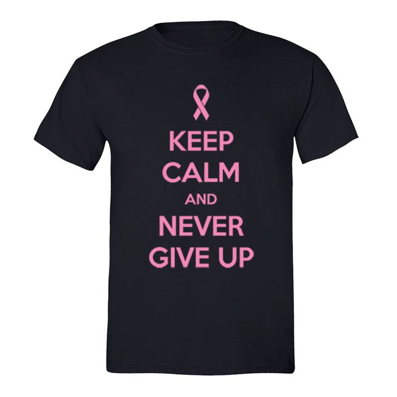 Männer Brustkrebs Bewusstsein Keep Calm Never Give Up Pink Ribbon Survivor Crewneck T-Shirt von XtraFlyApparel