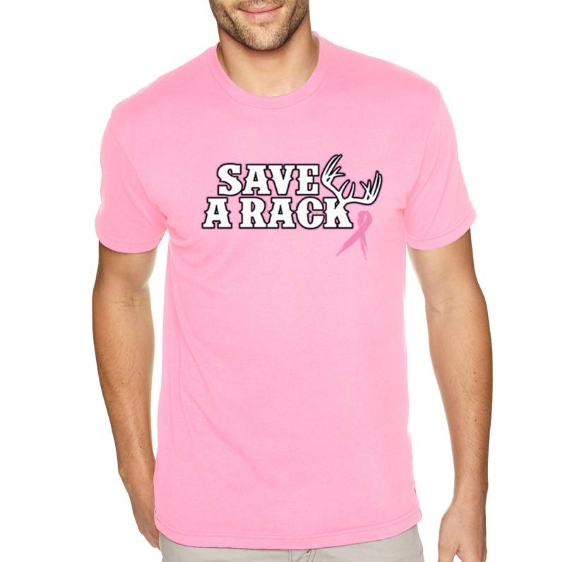Männer Brustkrebs Bewusstsein Oktober Save A Rack Pink Support Ribbon Survivor Crewneck T-Shirt von XtraFlyApparel
