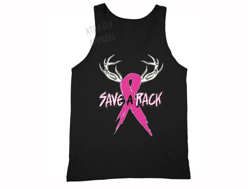 Männer Brustkrebs Bewusstsein Oktober Save A Rack Pink Support Ribbon Survivor Tanktop T-Shirt von XtraFlyApparel