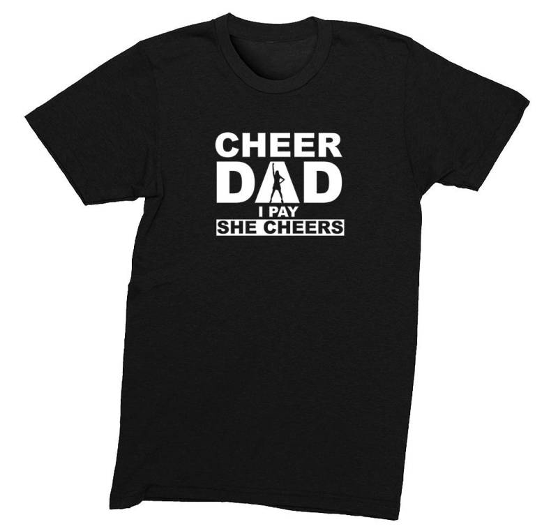 Männer Cheer Dad I Pay She Cheers Lustiges Geschenk Vatertag Tanz Pom Poms Sport Crewneck T-Shirt von XtraFlyApparel