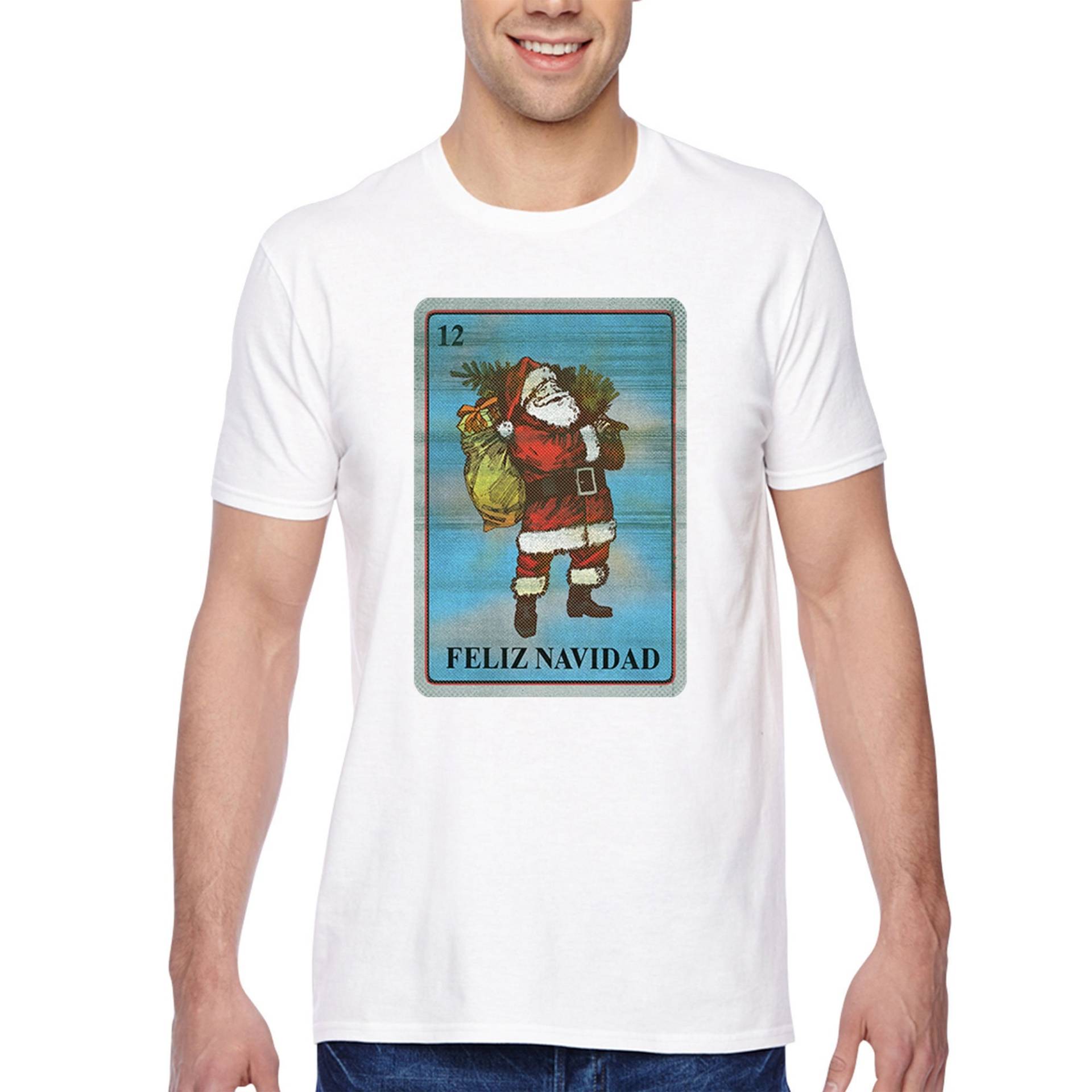 Merry Christmas Herren Tshirt, Feliz Navidad T-Shirt, Happy Holiday T Shirt, Weihnachtsmann Gesicht Svg Süßes Weihnachtsshirt von XtraFlyApparel