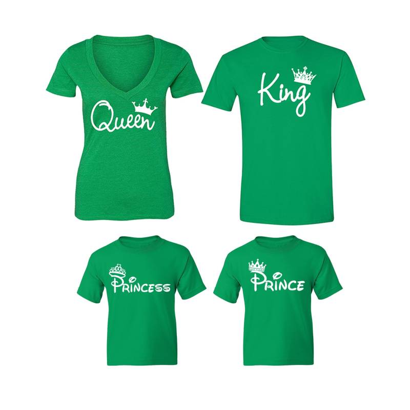 Versandkostenfrei Königkönigin Prinz Prinzessin Krone Weiß Schrift Passende Paare Familie Liebe Mann Frau Männer Frauen Crewneck V-Ausschnitt von XtraFlyApparel