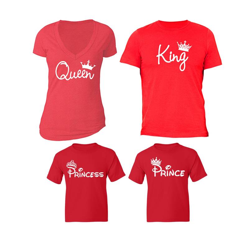 Versandkostenfrei Königkönigin Prinz Prinzessin Krone Weiß Schrift Passende Paare Familie Liebe Mann Frau Männer Frauen Crewneck V-Ausschnitt von XtraFlyApparel