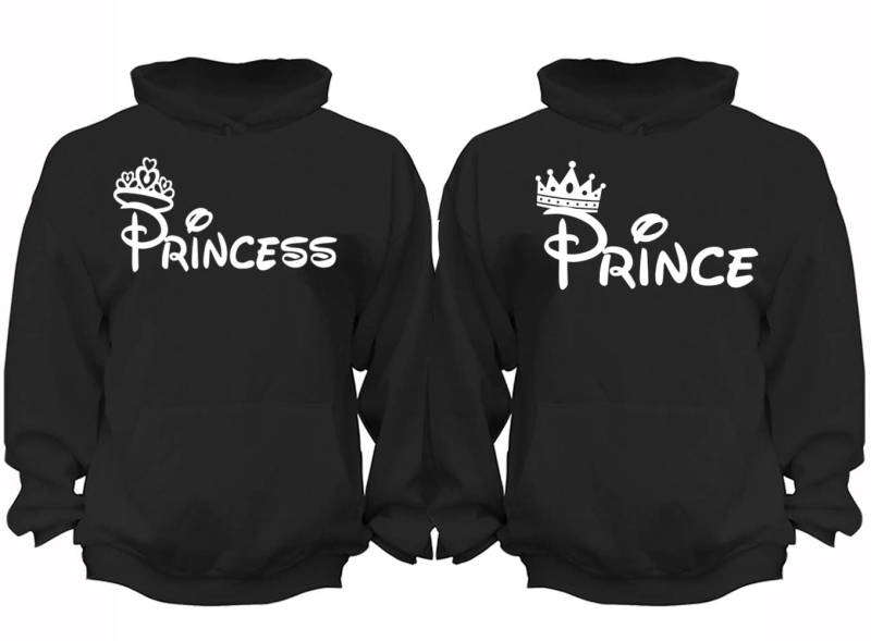 Versandkostenfrei Prinz Prinzessin Krone Weiß Schrift Passende Paare Familie Liebe Mann Frau Bf Gf Männer Frauen Crewneck V-Ausschnitt Hoodies von XtraFlyApparel