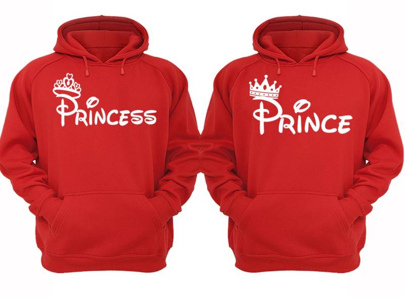 Versandkostenfrei Prinz Prinzessin Krone Weiß Schrift Passende Paare Familie Liebe Mann Frau Bf Gf Männer Frauen Crewneck V-Ausschnitt von XtraFlyApparel