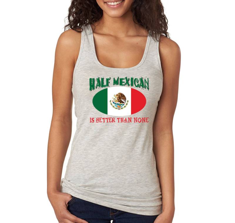 Women Es Half Mexican Better Than None Flag Cinco De Mayo Spring Break Racer-Back Tank-Top Geburtstagsgeschenk Sommerparty von XtraFlyApparel
