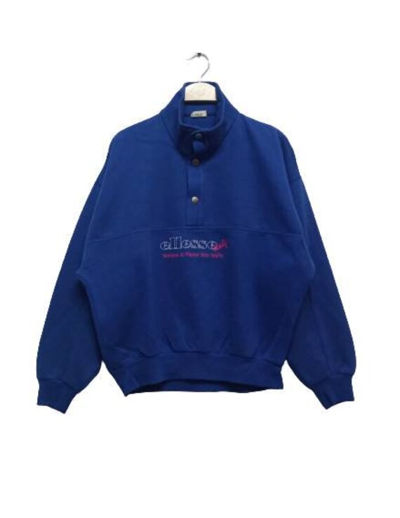 Jahrgang Ellesse Stickerei Italien Sweatshirt Quarter Button von XtraTopStore