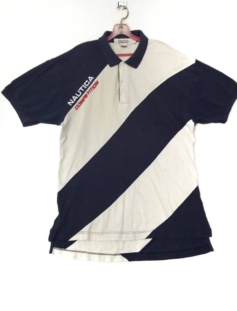 Jahrgang Nautica Wettbewerb Tshirt Kragen Polos Shirt Rand Streifen L Größe Jahrgang Nautica Wettbewerb Tshirt Kragen Polos Shirt Rand Streifen L Größe von XtraTopStore
